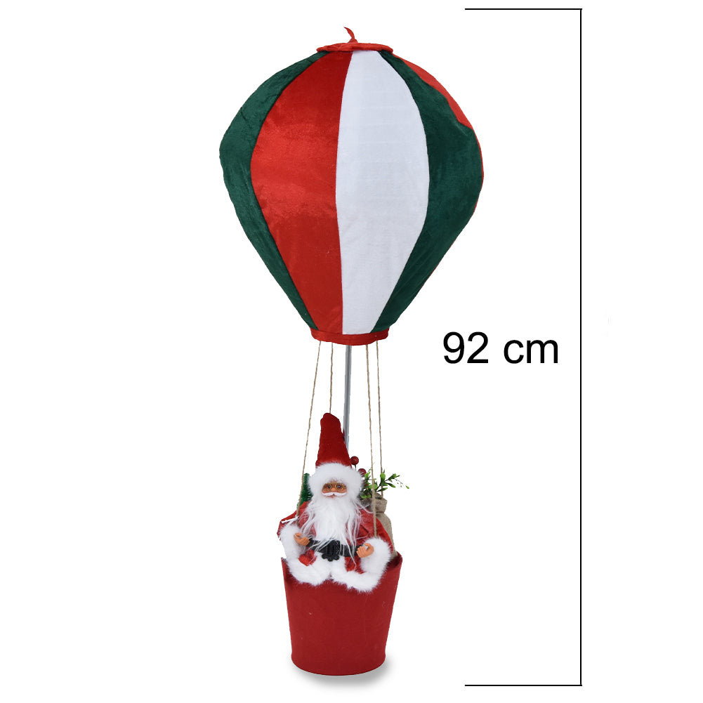 Mongolfiera di Babbo Natale Bianco Verde e Rosso Decorazione Natalizia 40x92cm