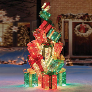 Albero di Natale Luminoso con Pacchi Regalo Decorazione Natalizia 192cm 544 Led