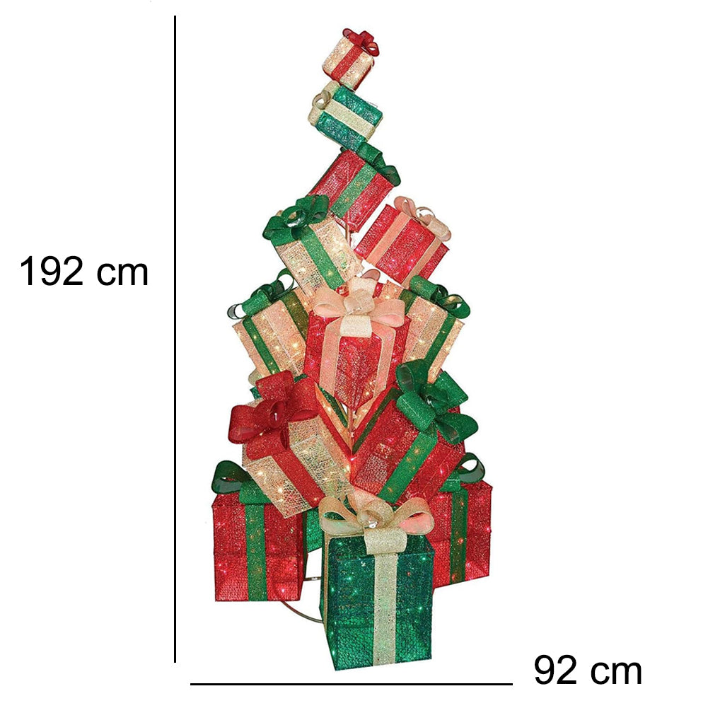 Albero di Natale Luminoso con Pacchi Regalo Decorazione Natalizia 192cm 544 Led