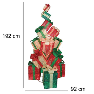 Albero di Natale Luminoso con Pacchi Regalo Decorazione Natalizia 192cm 544 Led