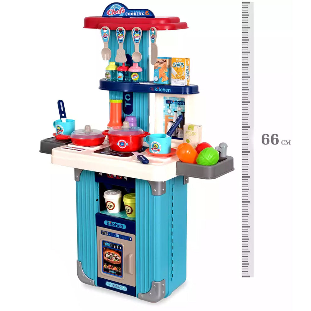 Playset Trolley Cucina per Bambini Blu con Accessori Fornelli Pentole Idea Regalo