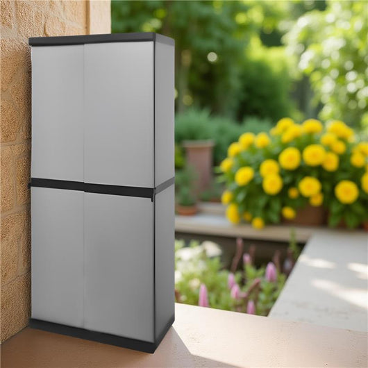 ARMADIO IN RESINA CON RIPIANI E ANTE SCORREVOLIDA INTERNO E DA ESTERNO MISURE 68X40,5X168