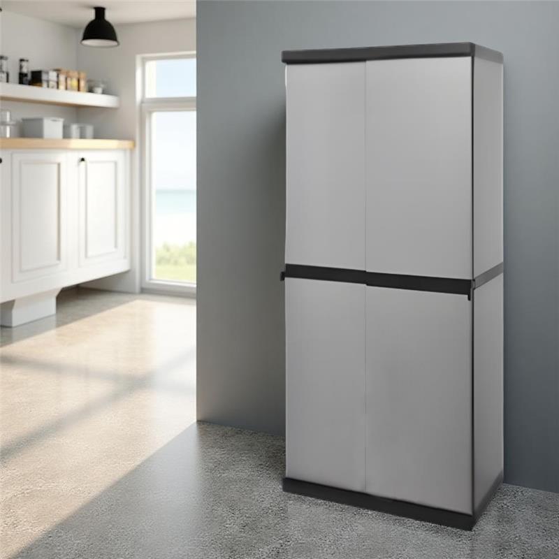 ARMADIO IN RESINA CON RIPIANI E ANTE SCORREVOLIDA INTERNO E DA ESTERNO MISURE 68X40,5X168