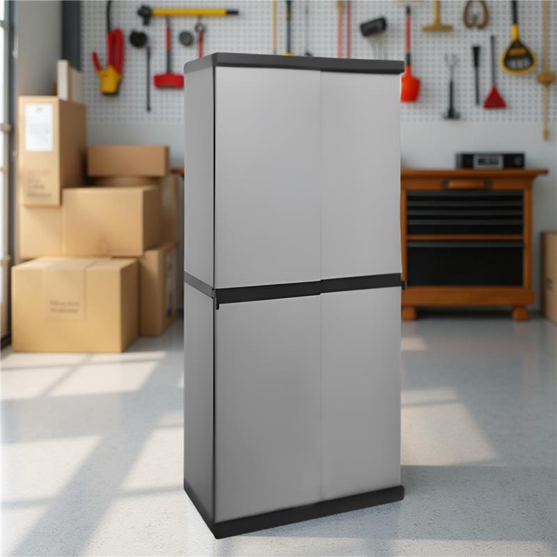 ARMADIO IN RESINA CON RIPIANI E ANTE SCORREVOLIDA INTERNO E DA ESTERNO MISURE 68X40,5X168