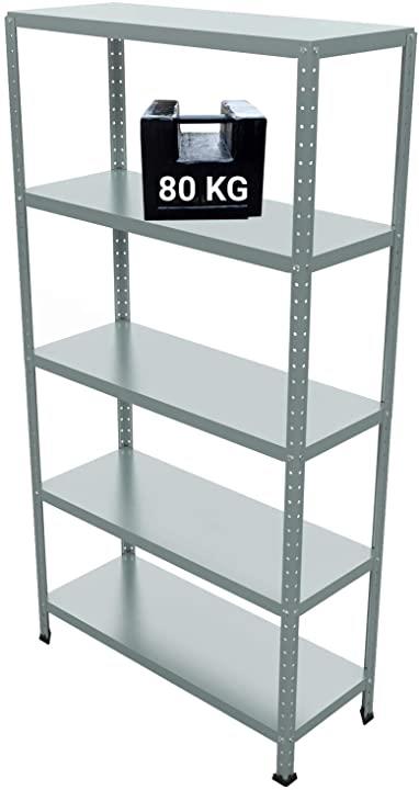 SCAFFALE IN METALLO ZINCATO ETTORE KIT BULLONI 100 X 40 X H187 CM CON 5 SCAFFALI