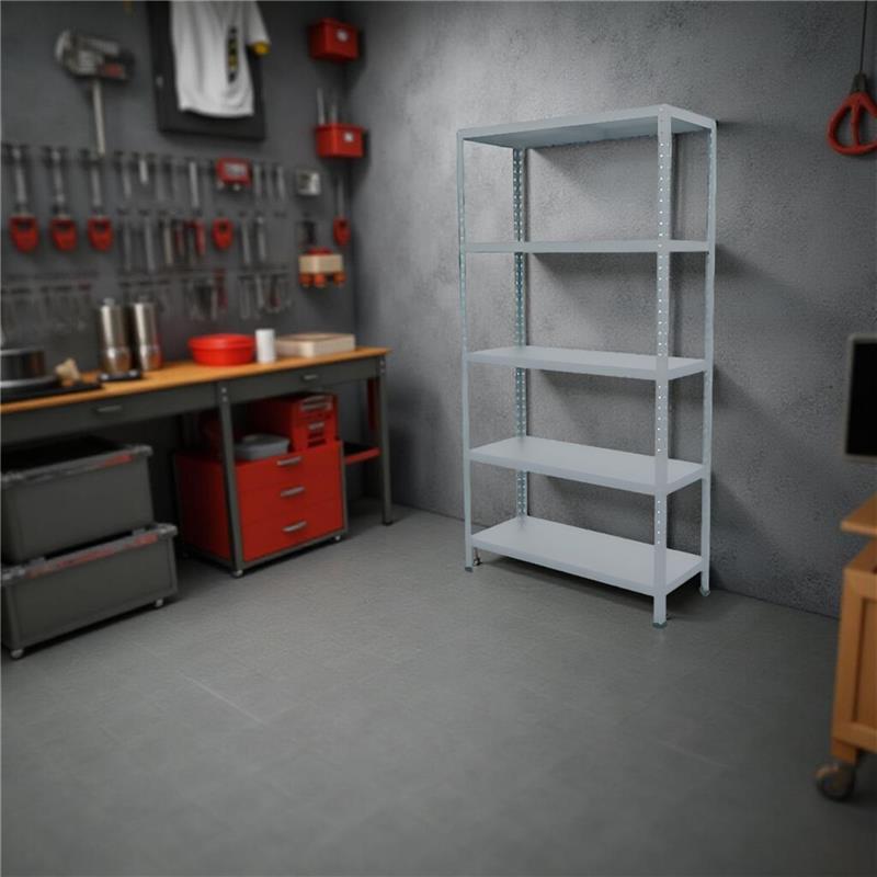 SCAFFALE IN METALLO ZINCATO ETTORE KIT BULLONI 100 X 40 X H187 CM CON 5 SCAFFALI
