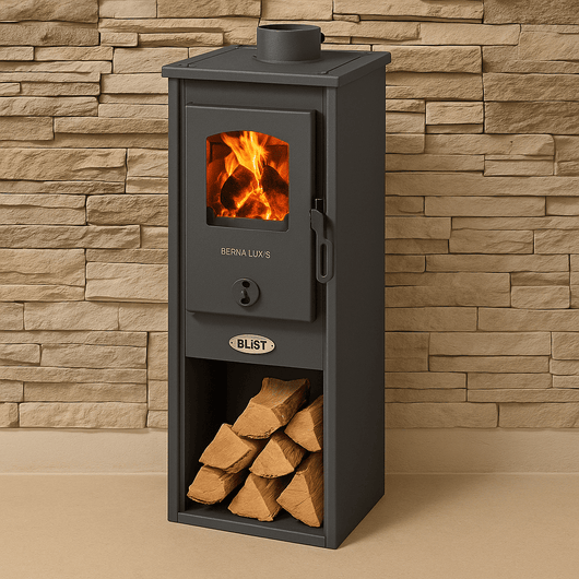 Stufa a legna Berna Lux 5,3 kw cm33x34x94h Antracite