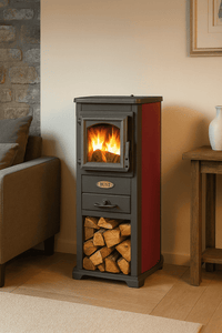 Stufa a legna Berna Lux 5,3 kw cm46x33x90h Rosso