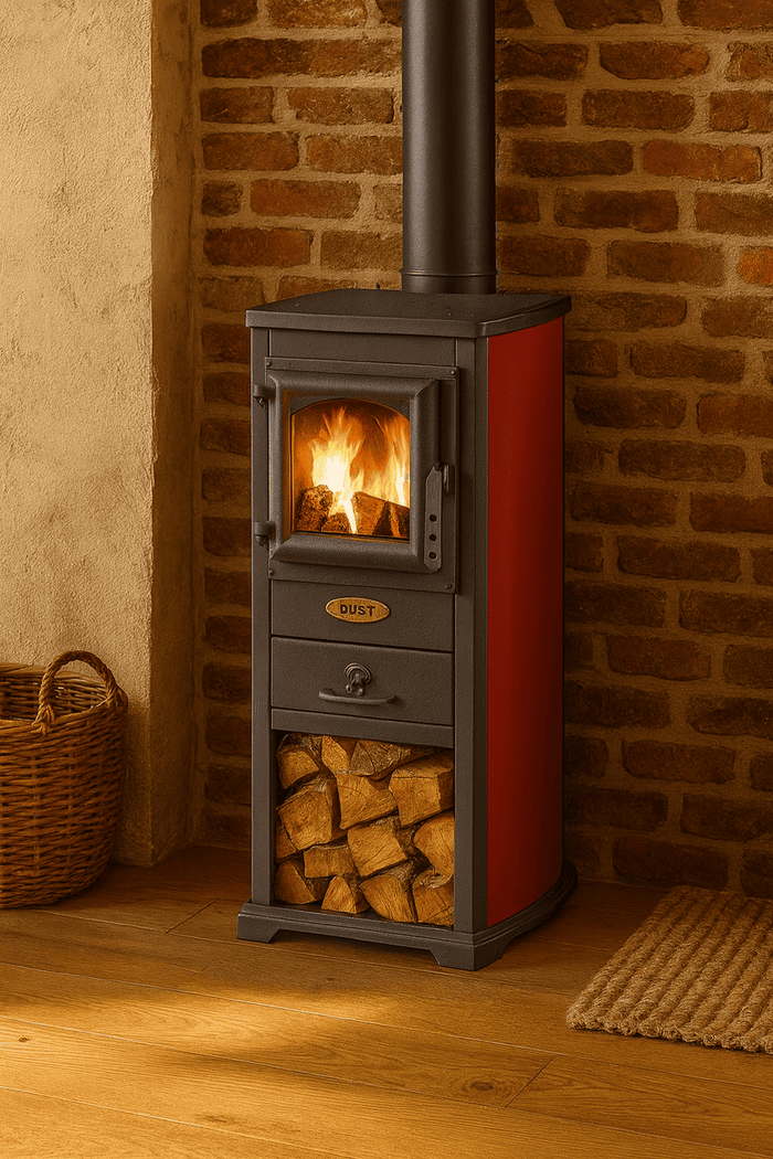 Stufa a legna Berna Lux 5,3 kw cm46x33x90h Rosso