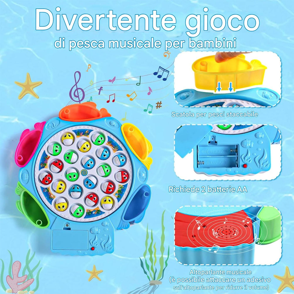 Gioco di Pesca per Bambini con Pesciolini Giocattolo da Tavola Colori Assortiti