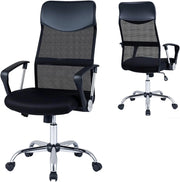 Sedia da Ufficio Girevole, Schienale Ergonomico | Altezza Regolabile, Poltrona Scrivania in Rete, Braccioli Curvi, Ruote, per Casa Studio
