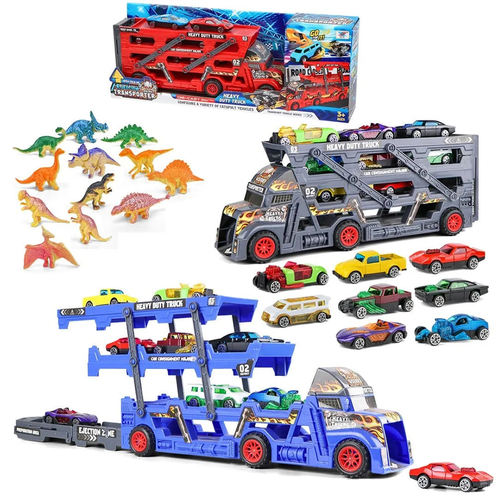 Camion Trasporto Auto con 12 Dinosauri 8 Macchine Giocattolo Idea Regalo Bambini