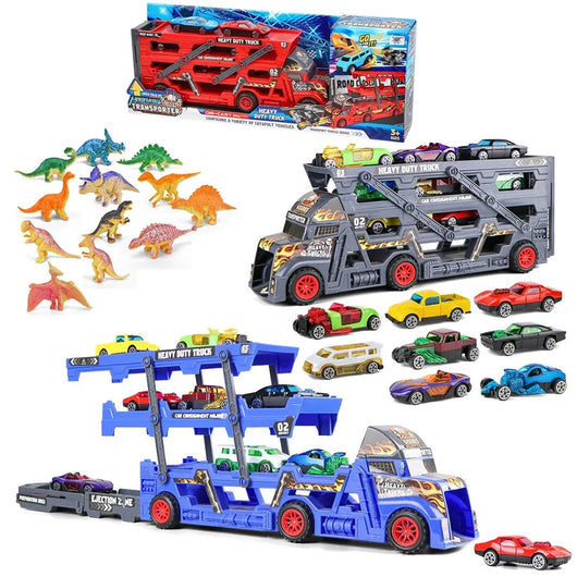 Camion Trasporto Auto con 12 Dinosauri 8 Macchine Giocattolo Idea Regalo Bambini