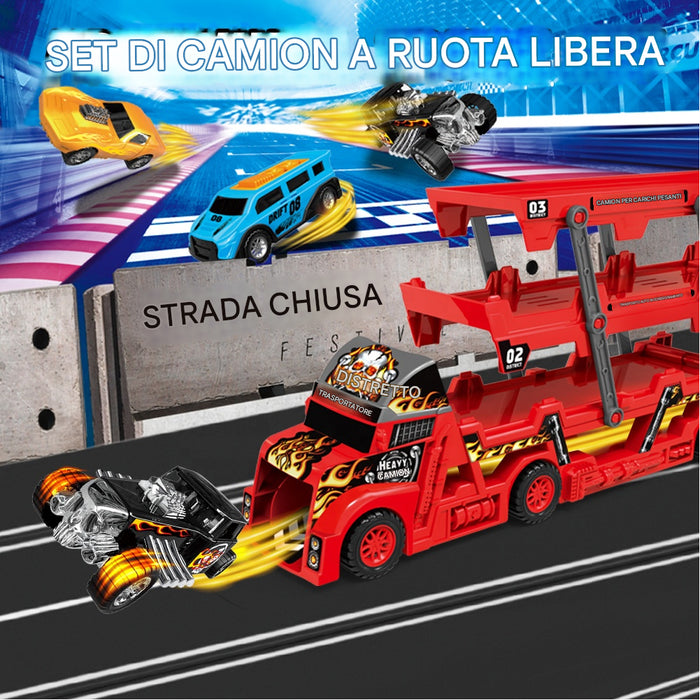Camion Trasporto Auto con 12 Dinosauri 8 Macchine Giocattolo Idea Regalo Bambini