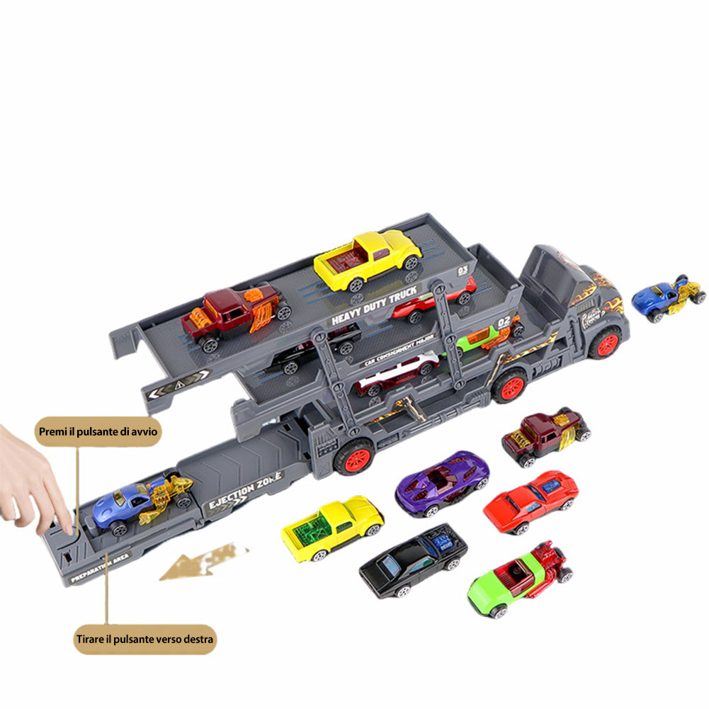 Camion Trasporto Auto con 12 Dinosauri 8 Macchine Giocattolo Idea Regalo Bambini