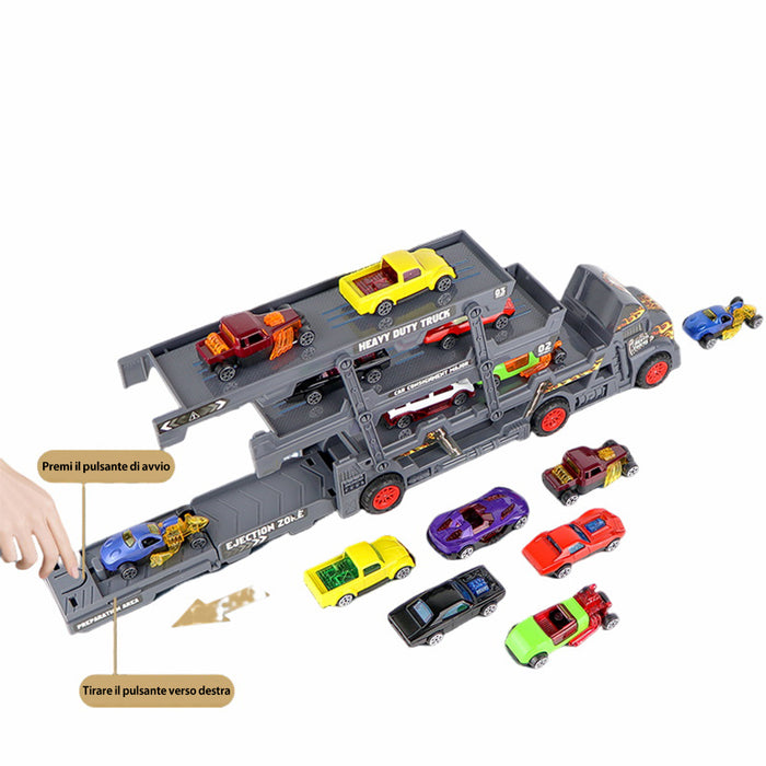 Camion Trasporto Auto con 12 Dinosauri 8 Macchine Giocattolo Idea Regalo Bambini