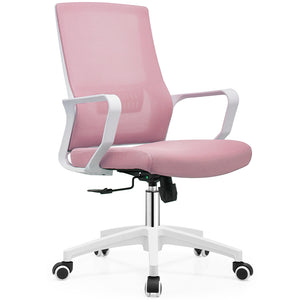 Sedia Ufficio Rosa con Struttura Bianca Poltrona da Scrivania Studio Cameretta