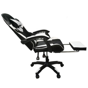 Sedia Gaming da Scrivania con Poggiapiedi e Cuscino Lombare e Cervicale Bianco