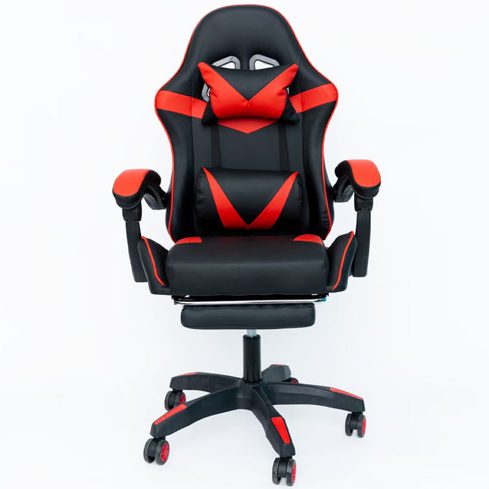 Sedia Gaming da Scrivania con Poggiapiedi e Cuscino Lombare e Cervicale Rosso