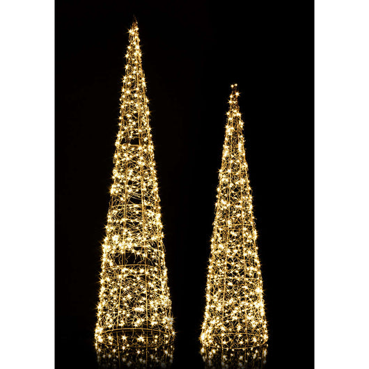 Decorazione Cono Hoover Oro con Microled da Esterno Formato: 100 cm