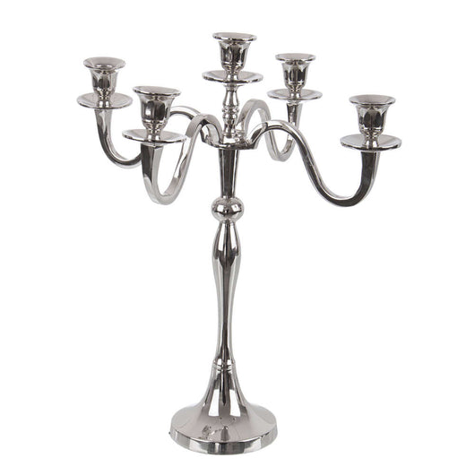 Candelabro Antichizzato Argento Shabby Chic Portacandele in Alluminio Bizzotto Formato: 5 fuochi