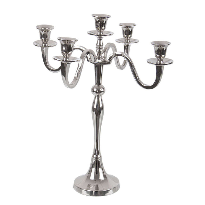 Candelabro Antichizzato Argento Shabby Chic Portacandele in Alluminio Bizzotto Formato: 5 fuochi