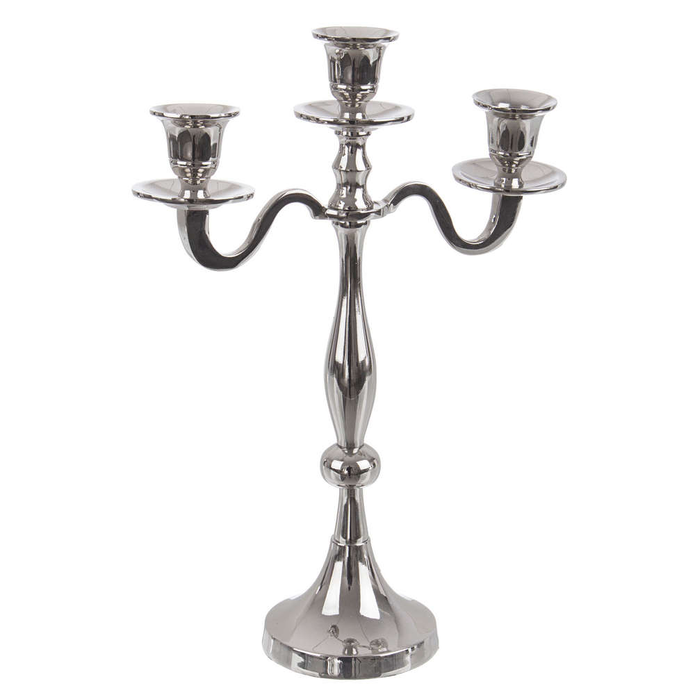 Candelabro Antichizzato Argento Shabby Chic Portacandele in Alluminio Bizzotto Formato: 3 fuochi