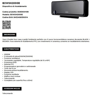 TERMOCONVETTORE BLACK & DECKER CERAMICO A PAVIMENTO MOD.BXWSH 2000E