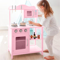 Cucina in legno Giocattolo Bambini con Pentole e Accessori Gioco Rosa 60x30x90cm
