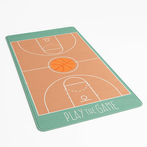 Tappeto Cameretta Bambino 80x140 Verde Morbido Campo da Basket in Polyestere e Spugna