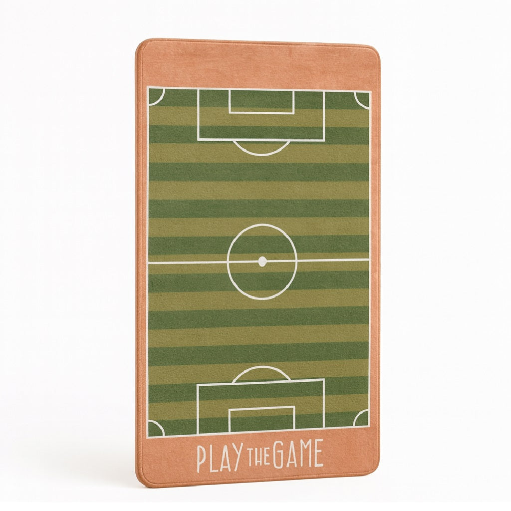 Tappeto Cameretta Bambino 80x140 Verde Morbido Campo da Calcio in Polyestere e Spugna