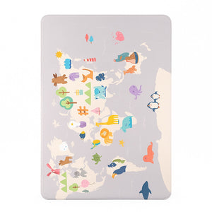 Tappeto Cameretta Bambini 80x140 Grigio Morbido Mondo Animali in Polyestere e Spugna