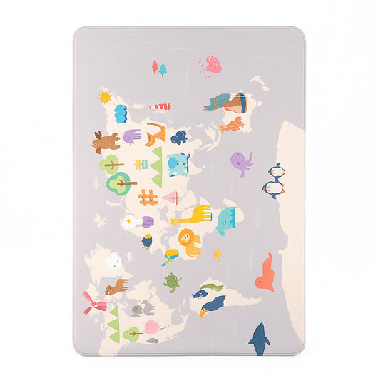 Tappeto Cameretta Bambini 80x140 Grigio Morbido Mondo Animali in Polyestere e Spugna