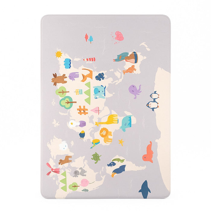 Tappeto Cameretta Bambini 80x140 Grigio Morbido Mondo Animali in Polyestere e Spugna