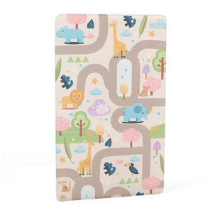 Tappeto Cameretta Bambini 80x140 Beige Morbido Mondo Animali in Polyestere e Spugna