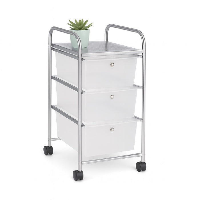 Carrello Cassettiera Multiuso 3 Cassetti Bianco 4Ruote Casa Ufficio Estetica Tattoo