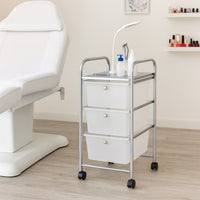 Carrello Cassettiera Multiuso 3 Cassetti Bianco 4Ruote Casa Ufficio Estetica Tattoo
