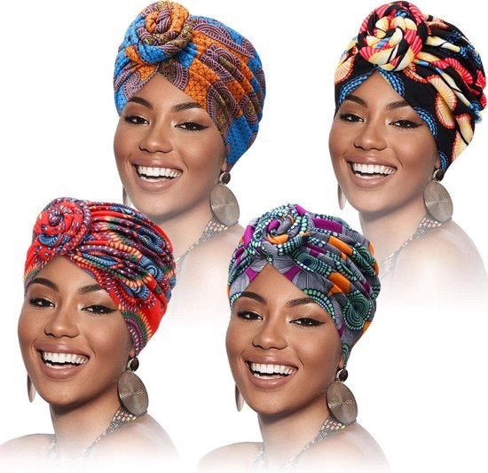 Cappello con disegno africano - cappello a turbante - cappello a nodo - cappello caldo - cappello per capelli - cappotto per capelli - Unico taglia
