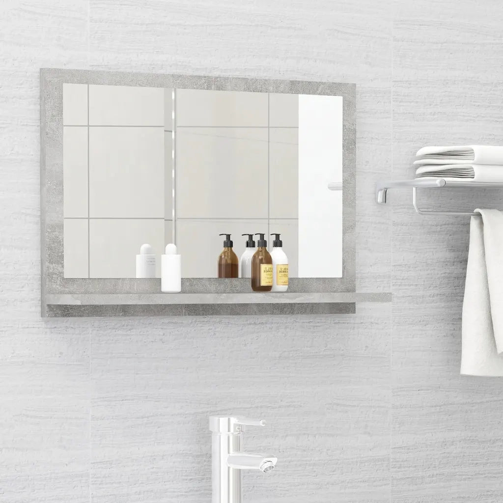 Specchio da bagno-Specchio decorativo Grigio Cemento 60x10,5x37cm Legno Multistrato