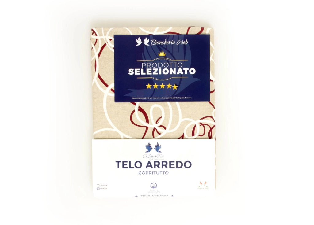 Telo Arredo Granfoulard Copritutto Cotone Made Italy Vari Disegni Arredatutto Copriletto Multiuso - 2 Piazze - Penelope Bordeaux