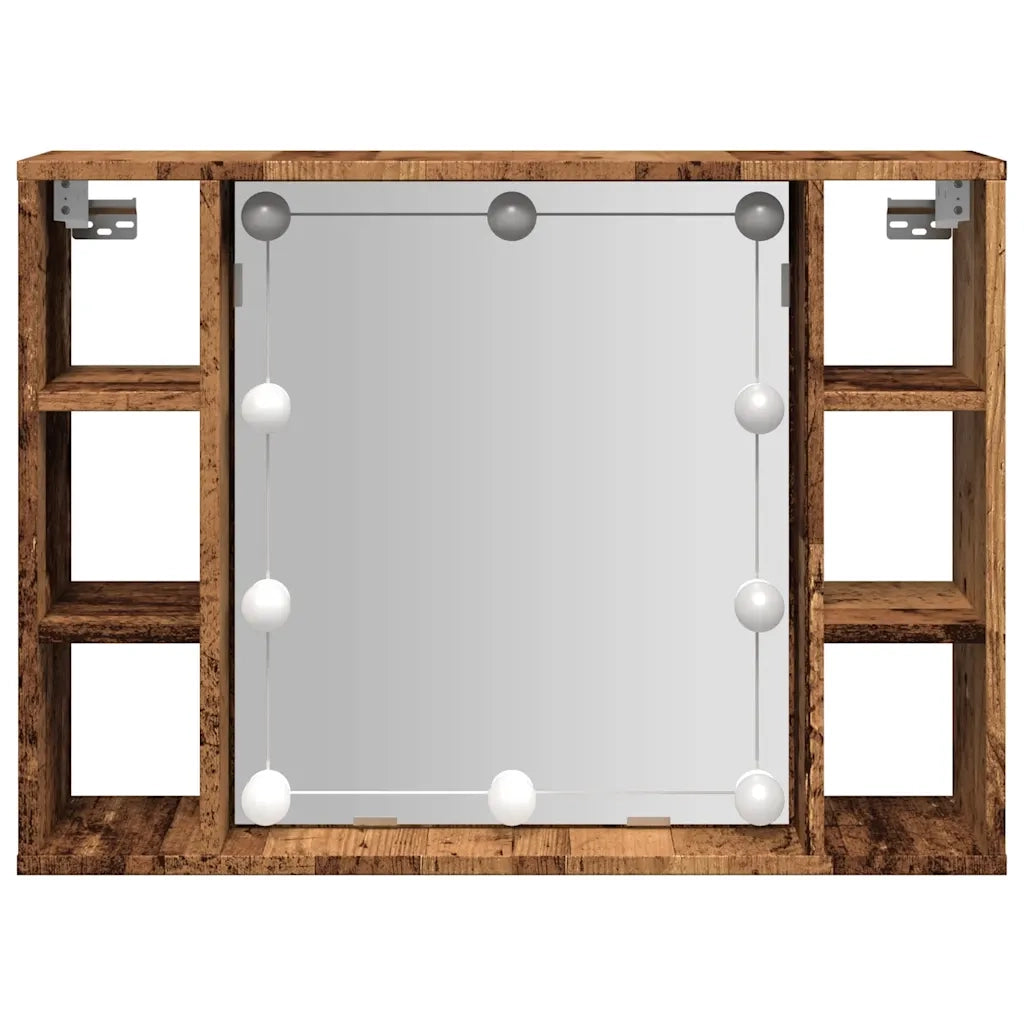 Mobile a Specchio LED Legno Antico 76x15x55 cm Multistrato CFW7953182