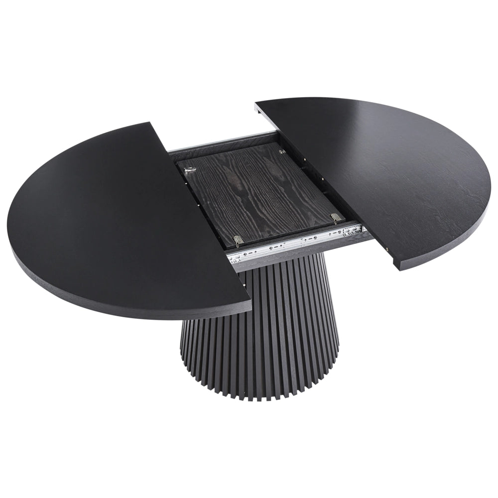 Tavolo da pranzo allungabile gambe a coste legno di frassino nero 120/160 x 75 cm stile moderno industriale