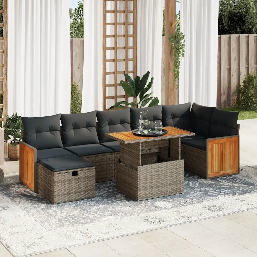 Set Divano da Giardino 5 pz con Cuscini Grigio in Polyrattan 3328166