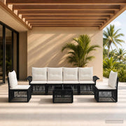 Set Divano da Giardino 7 pz Nero polyrattan 3434794