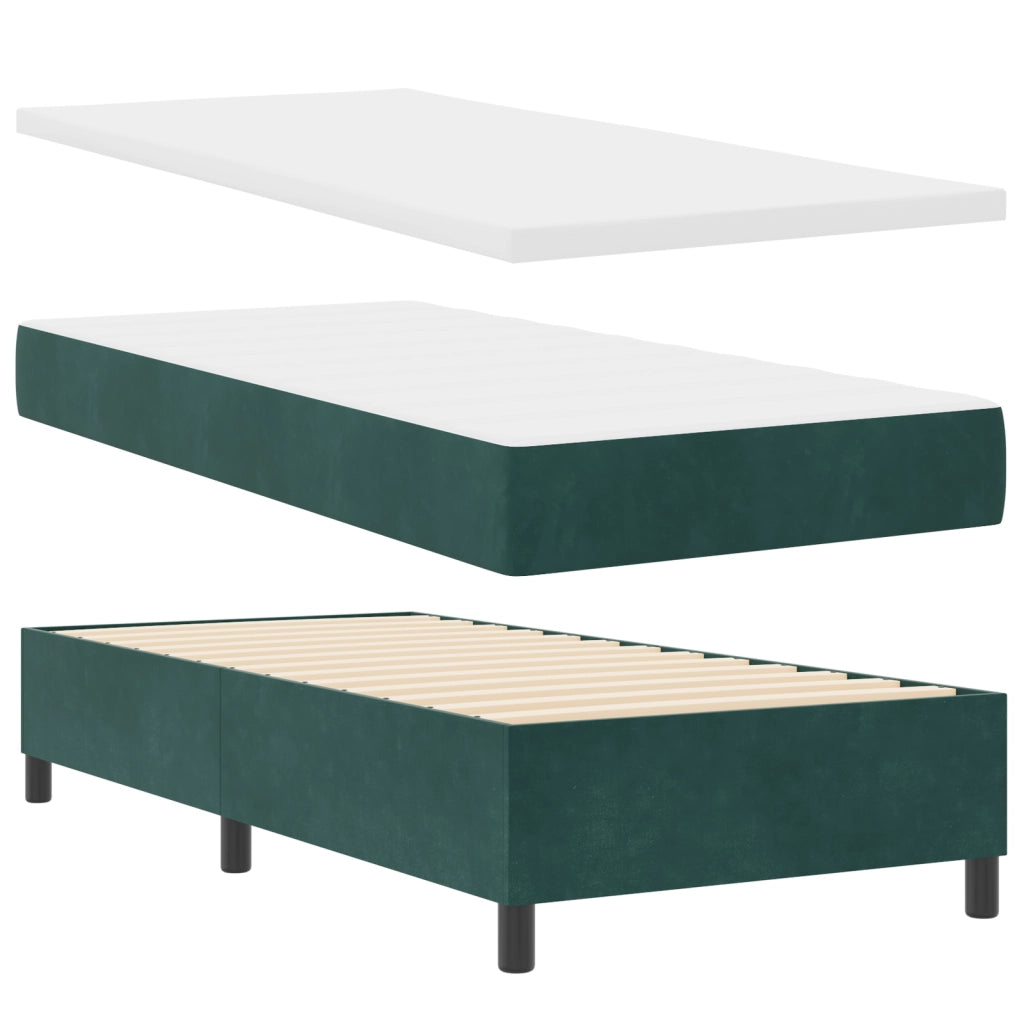 Letto con Box Spring e Materasso & LED Verde Scuro 100x200 cm Velluto
