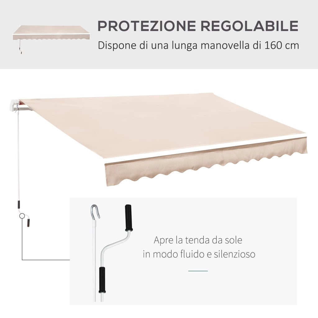 EasyComfort Tenda da Sole a Bracci per Esterno con Manovella, Metallo e Poliestere, 3x2.5m Beige