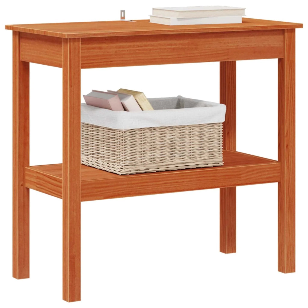 Tavolo consolle con lo scaffale Marrone Cera 80 x 40 x 75 cm 858220