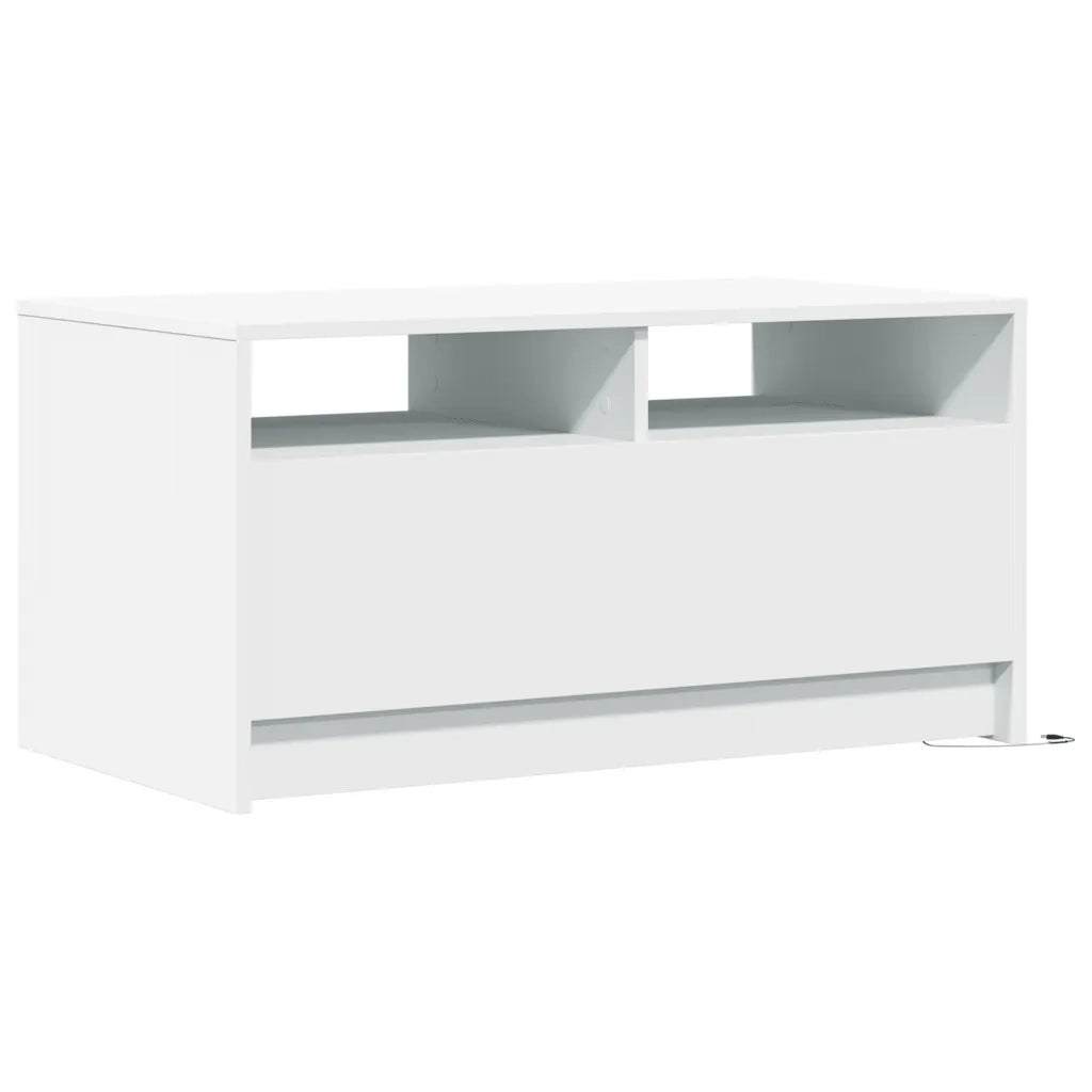 Tavolino da Salotto con Luci LED Bianco in Truciolato 851991