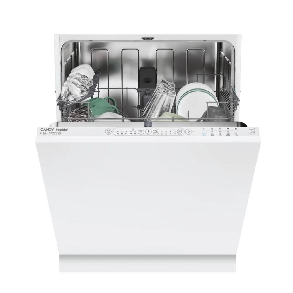 Candy CI 3E53L0W Rapido' Serie Rapido' - Lavastoviglie a scomparsa totale 13 coperti, classe energetica E, motore Speed‑Drive Inverter, Maxi TUB e connettivita' Wi‑Fi-BLE (82,0×59,8×55,0 cm), colore Bianco
