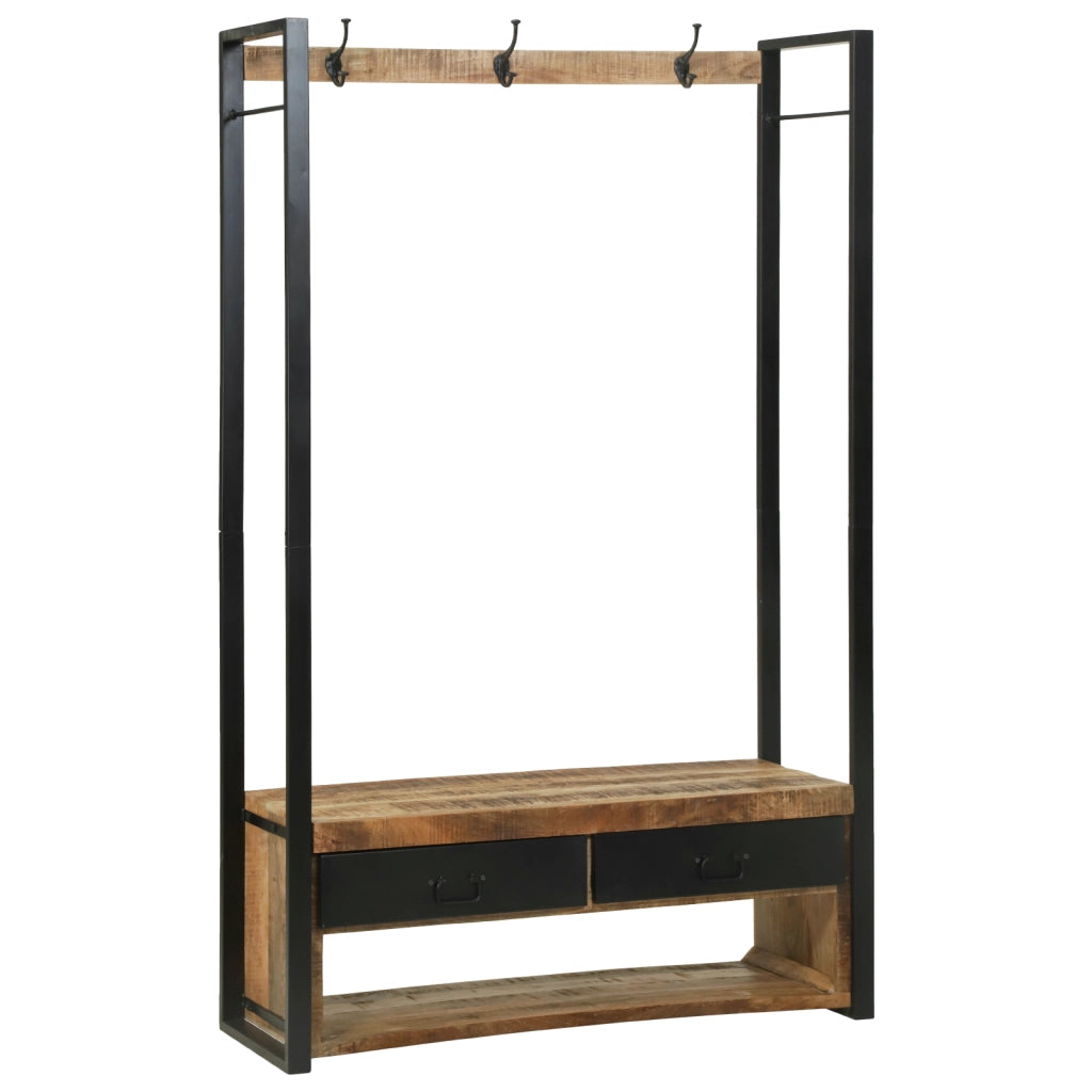 Ripiano per abbigliamento con ganci e scaffali 110x40x179 cm Legno massello grezzo di mango